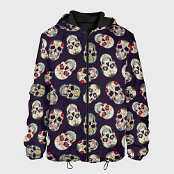 Куртка с капюшоном мужская Узор с черепами Pattern with skulls, цвет: 3D-черный