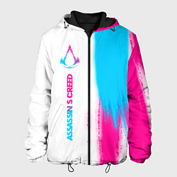 Куртка с капюшоном мужская Assassins Creed neon gradient style: по-вертикали, цвет: 3D-черный
