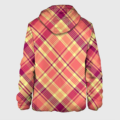 Мужская куртка Орнамент красные желтые розовые клетки / 3D-Черный – фото 2
