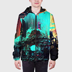 Куртка с капюшоном мужская Городская радиоволна, цвет: 3D-черный — фото 2