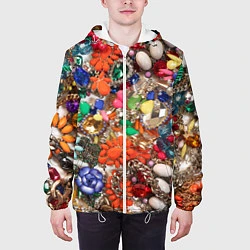 Куртка с капюшоном мужская Камни и драгоценности, цвет: 3D-белый — фото 2