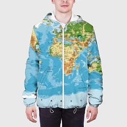 Куртка с капюшоном мужская Атлас мира, цвет: 3D-белый — фото 2