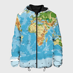 Куртка с капюшоном мужская Атлас мира, цвет: 3D-черный