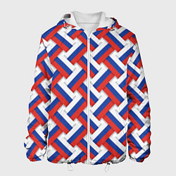 Куртка с капюшоном мужская Россия - плетёнка, цвет: 3D-белый