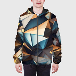Куртка с капюшоном мужская Геометрический принт от нейросети, цвет: 3D-черный — фото 2