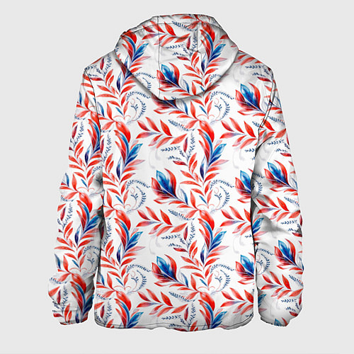Мужская куртка Русский орнамент из цветов / 3D-Белый – фото 2
