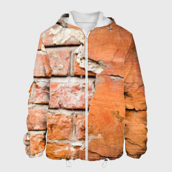 Куртка с капюшоном мужская Кирпичная стена под штукатуркой, цвет: 3D-белый