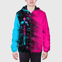 Куртка с капюшоном мужская Mitsubishi - neon gradient: по-вертикали, цвет: 3D-черный — фото 2