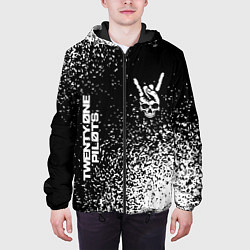 Куртка с капюшоном мужская Twenty One Pilots и рок символ на темном фоне, цвет: 3D-черный — фото 2