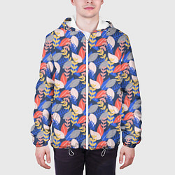 Куртка с капюшоном мужская Яркие листики, цвет: 3D-белый — фото 2