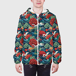 Куртка с капюшоном мужская Рисунок Ирезуми Паттерн, цвет: 3D-белый — фото 2
