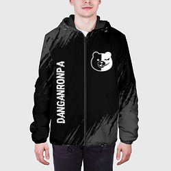 Куртка с капюшоном мужская Danganronpa glitch на темном фоне: надпись, символ, цвет: 3D-черный — фото 2