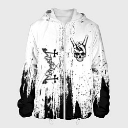 Куртка с капюшоном мужская Mayhem и рок символ на светлом фоне, цвет: 3D-белый