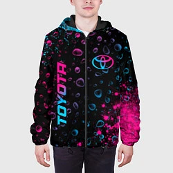 Куртка с капюшоном мужская Toyota - neon gradient: надпись, символ, цвет: 3D-черный — фото 2