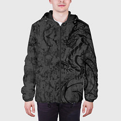 Куртка с капюшоном мужская Black dragon - grunge, цвет: 3D-черный — фото 2