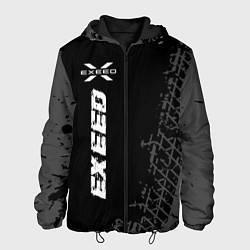 Куртка с капюшоном мужская Exeed speed на темном фоне со следами шин: по-верт, цвет: 3D-черный