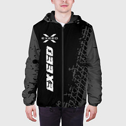 Куртка с капюшоном мужская Exeed speed на темном фоне со следами шин: по-верт, цвет: 3D-черный — фото 2