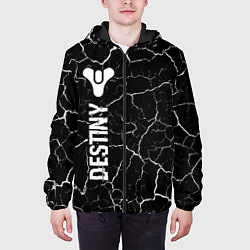 Куртка с капюшоном мужская Destiny glitch на темном фоне: по-вертикали, цвет: 3D-черный — фото 2