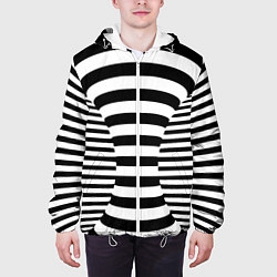 Куртка с капюшоном мужская Черно-белая иллюзия, цвет: 3D-белый — фото 2