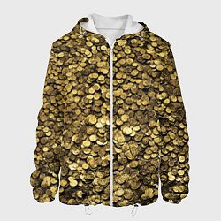 Куртка с капюшоном мужская Золотые монеты, цвет: 3D-белый