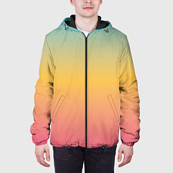 Куртка с капюшоном мужская Градиент Персиковый закат, цвет: 3D-черный — фото 2