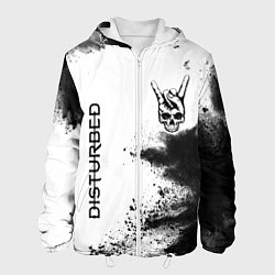 Куртка с капюшоном мужская Disturbed и рок символ на светлом фоне, цвет: 3D-белый
