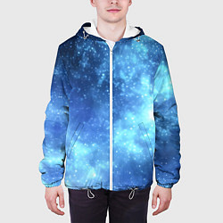 Куртка с капюшоном мужская Яркие звёзды в космосе, цвет: 3D-белый — фото 2