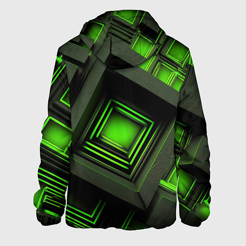 Мужская куртка Неоновые зелёные блоки / 3D-Белый – фото 2