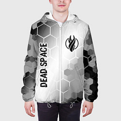 Куртка с капюшоном мужская Dead Space glitch на светлом фоне: надпись, символ, цвет: 3D-белый — фото 2