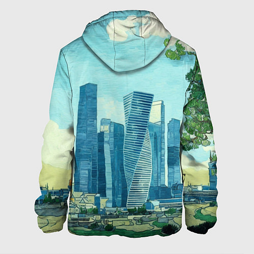 Мужская куртка Москва-сити Ван Гог / 3D-Белый – фото 2