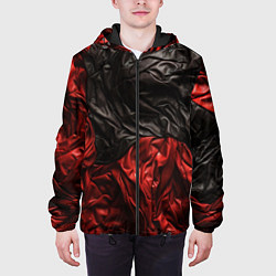 Куртка с капюшоном мужская Black red texture, цвет: 3D-черный — фото 2