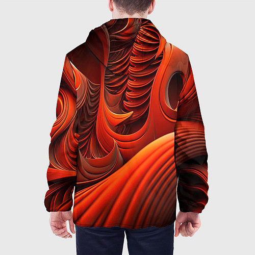 Мужская куртка Оранжевая абстракция / 3D-Черный – фото 4