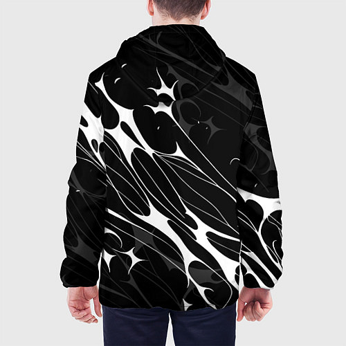 Мужская куртка Белые абстрактные полосы / 3D-Черный – фото 4