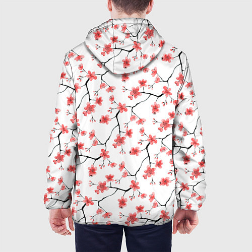 Мужская куртка Акварельные цветы сакуры паттерн / 3D-Черный – фото 4