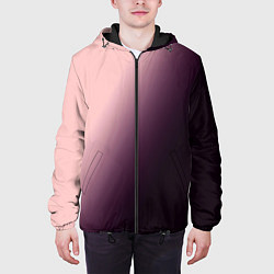 Куртка с капюшоном мужская Градиент пыльно-розовый, цвет: 3D-черный — фото 2