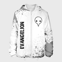 Мужская куртка Evangelion glitch на светлом фоне: надпись, символ
