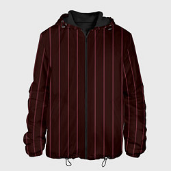 Куртка с капюшоном мужская Полосы тёмно-бордовый, цвет: 3D-черный