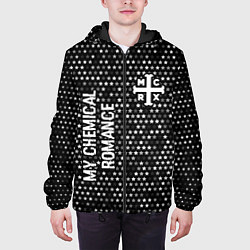 Куртка с капюшоном мужская My Chemical Romance glitch на темном фоне: надпись, цвет: 3D-черный — фото 2
