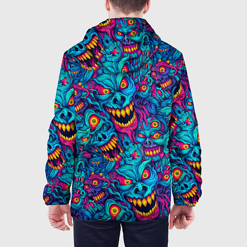 Мужская куртка Неоновые монстры - graffiti art style pattern / 3D-Черный – фото 4