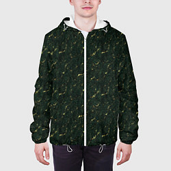 Куртка с капюшоном мужская Текстура зелёный мрамор, цвет: 3D-белый — фото 2