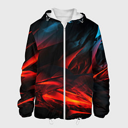 Куртка с капюшоном мужская Red black abstract, цвет: 3D-белый