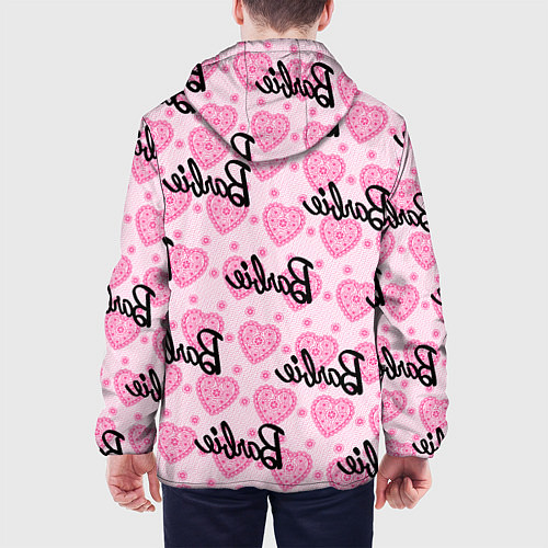Мужская куртка Логотип Барби и розовое кружево / 3D-Черный – фото 4