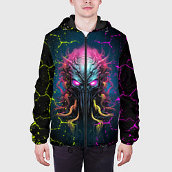 Куртка с капюшоном мужская Alien - neon style, цвет: 3D-черный — фото 2