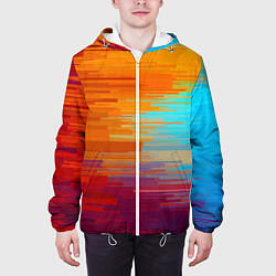 Куртка с капюшоном мужская Цветной глитч, цвет: 3D-белый — фото 2