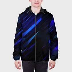 Куртка с капюшоном мужская Blue black texture, цвет: 3D-черный — фото 2