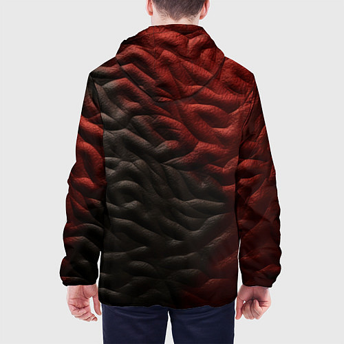 Мужская куртка Красно черная волнистая текстура / 3D-Черный – фото 4