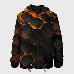 Куртка с капюшоном мужская Оранжевые плиты паттерн, цвет: 3D-черный