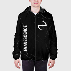 Куртка с капюшоном мужская Evanescence glitch на темном фоне: надпись, символ, цвет: 3D-черный — фото 2