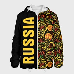 Куртка с капюшоном мужская Russia хохлома, цвет: 3D-белый