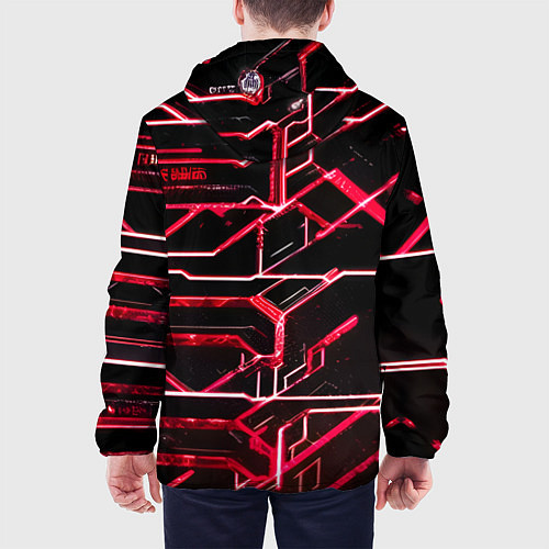 Мужская куртка Неоновые линии красные / 3D-Черный – фото 4